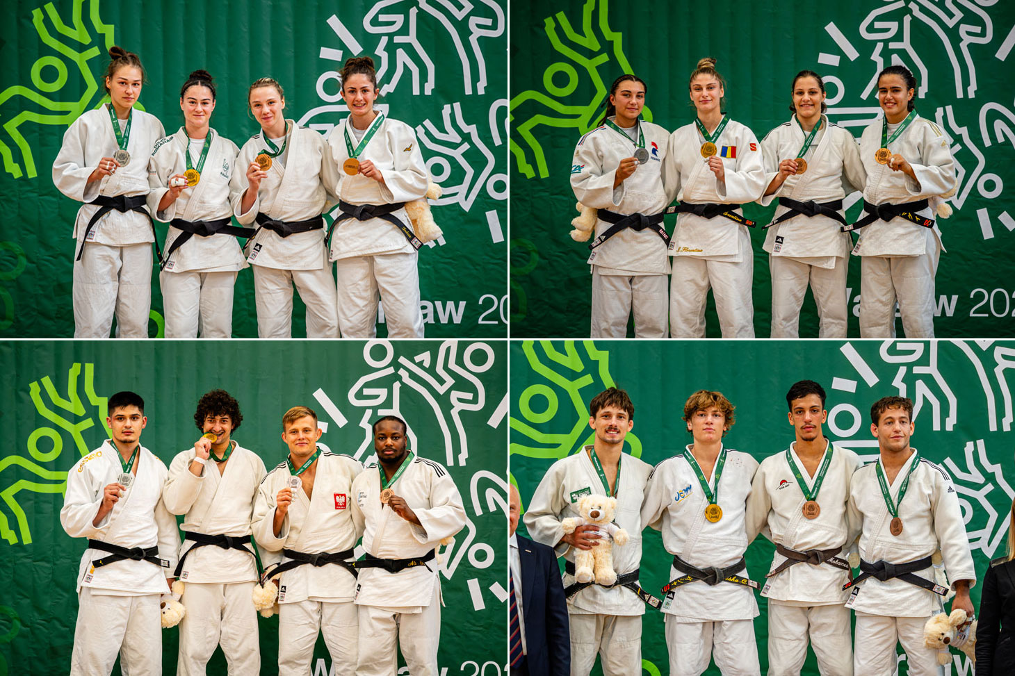 (2e à partir de la g.), Emilie Dando, médaillée d’argent (1re à partir de la g.), David Ali (4e à partir de la g.) et Mohamed Guerrirem (3e à partir de la g.), médaillés de bronze © AZS Warszawa